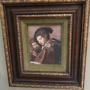 FRANS HALS TWO BOYS WITH LUTE OIL REPRODUCTION FRAMED ARTWORK DUTCH FATHERS DAY